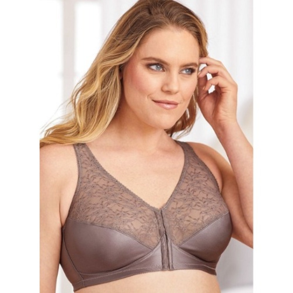 Exquisite Form Front Closure Bra Womens 42 B Taupe Lace Posture Support Classic